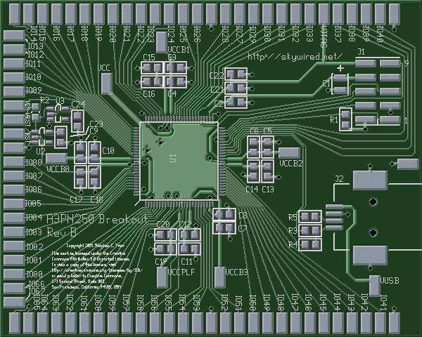FPGA breakout PCB, top side