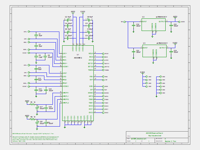 AK5388 ADC Breakout Board schematic