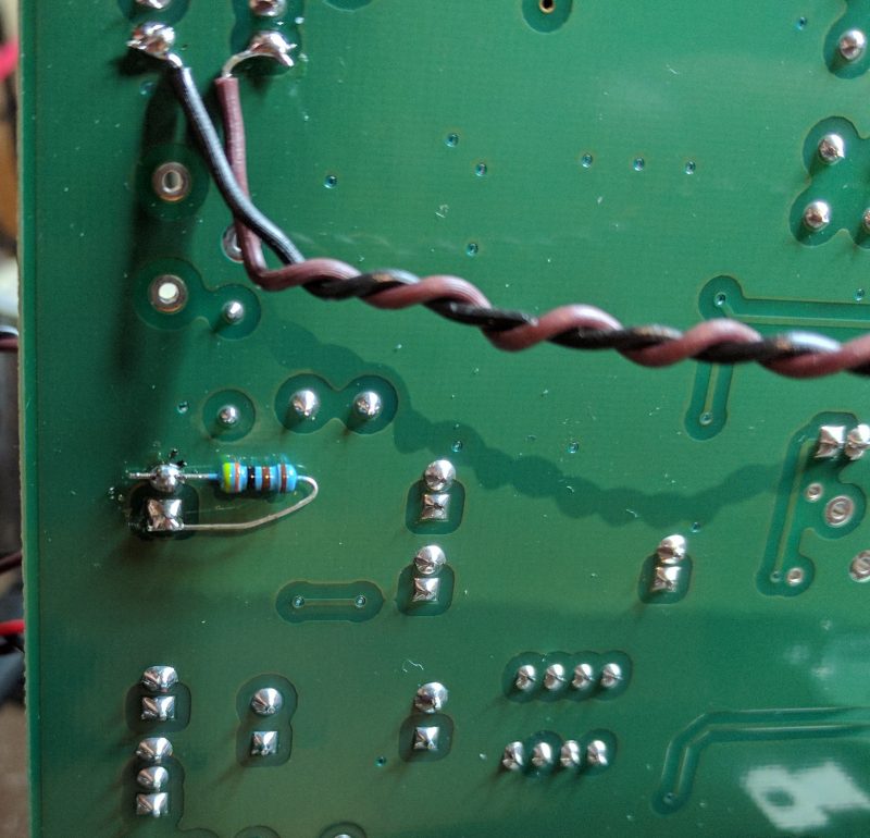 Resistor location on the PCB.